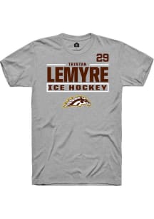 Tristan Lemyre Rally Mens Grey Western Michigan Broncos NIL Stacked Box Player T Shirt