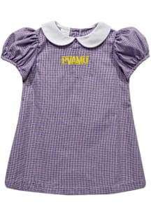 Vive La Fete Prairie View A&M Panthers Toddler Girls Purple Gingham Collar Short Sleeve Dress