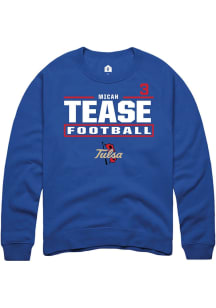 Micah Tease Rally Mens Blue Tulsa Golden Hurricane NIL Stacked Box Player Crew