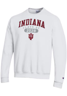 Mens Indiana Hoosiers White Champion Class of 2028 Powerblend Crew Sweatshirt