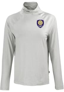 Cutter and Buck Orlando City SC Womens Grey Coastline Eco Funnel Neck Crew Sweatshirt