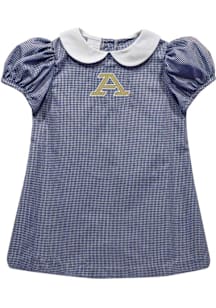 Vive La Fete Akron Zips Toddler Girls Navy Blue Gingham Collar Short Sleeve Dress