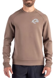 Cutter and Buck Los Angeles Rams Mens Oatmeal Mono Roam Long Sleeve Crew Sweatshirt