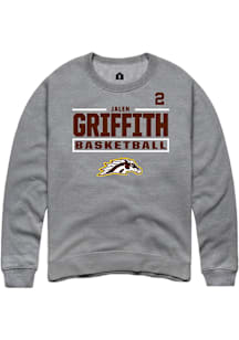 Jalen Griffith Western Michigan Broncos Mens Grey NIL Stacked Box Player Crew