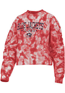 Columbus Blue Jackets Womens Red Tie Dye Crew Sweatshirt