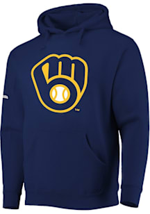 Milwaukee Brewers Mens Navy Blue Primary Long Sleeve Hoodie