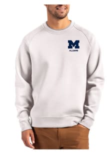 Mens Michigan Wolverines Grey Cutter and Buck Alumni Roam Crew Sweatshirt