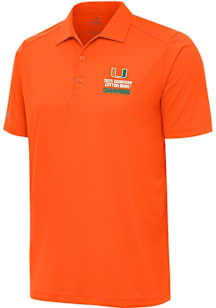 Antigua Miami Hurricanes Mens Orange 2025 Cotton Bowl Champions Tribute Short Sleeve Polo