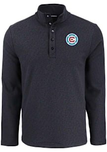 Cutter and Buck Chicago Fire Mens Black Hunts Point Long Sleeve Qtr Zip Pullover