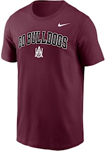 Nike Alabama A&M Bulldogs Maroon Arch Name Logo Short Sleeve T Shirt