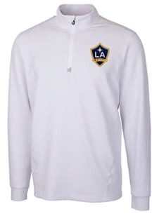 Cutter and Buck LA Galaxy Mens White Traverse Long Sleeve Qtr Zip Pullover