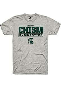 Jazlynn Chism Michigan State Spartans Ash NIL Stacked Box Short Sleeve Player T Shirt