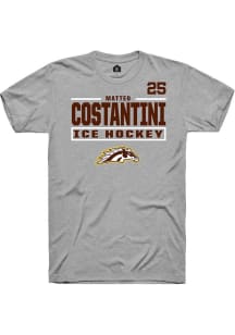 Matteo Costantini Rally Mens Grey Western Michigan Broncos NIL Stacked Box Player T Shirt