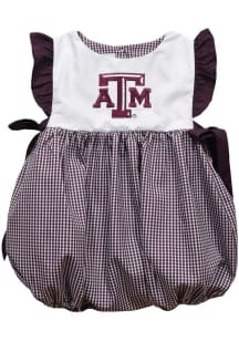Vive La Fete Texas A&amp;M Aggies Baby Girls Maroon Gingham Bubble Short Sleeve Dress