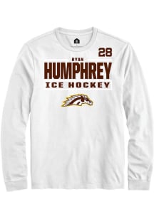 Ryan Humphrey Mens White Western Michigan Broncos NIL Stacked Box Long Sleeve Player T Shirt