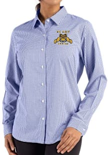 Cutter and Buck North Carolina A&T State University Womens Epic Confidence Gingham Long Sleeve Blu..