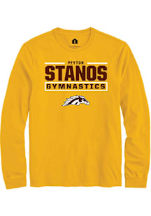 Peyton Stanos Western Michigan Broncos Gold NIL Stacked Box Long Sleeve Player T Shirt