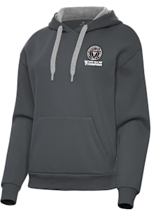 Antigua Inter Miami CF Womens Charcoal 2025 Cup Champions Victory Hooded Sweatshirt
