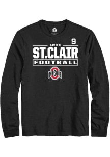 Tavien St. Clair Rally Mens Black Ohio State Buckeyes NIL Stacked Box Tee