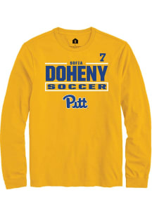 Sofia Doheny Mens Gold Pitt Panthers NIL Stacked Box Long Sleeve Player T Shirt
