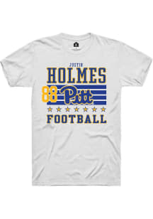 Justin Holmes Rally Mens White Pitt Panthers NIL Striped Player T Shirt