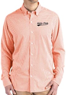 Cutter and Buck Idaho State Bengals Mens Orange Vault Gingham LS Woven Long Sleeve Dress Shirt