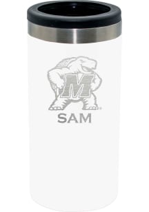 White Maryland Terrapins Personalized Laser Etched 12oz Slim Can Coolie