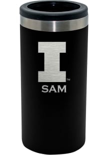 Black Illinois Fighting Illini Personalized Laser Etched 12oz Slim Can Coolie