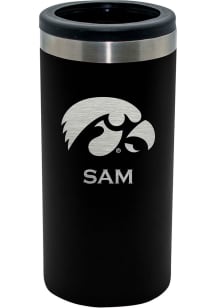 Black Iowa Hawkeyes Personalized Laser Etched 12oz Slim Can Coolie