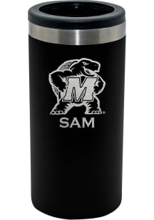 Black Maryland Terrapins Personalized Laser Etched 12oz Slim Can Coolie