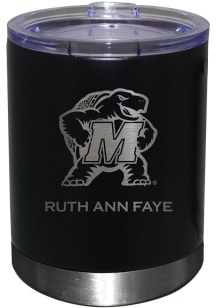 Black Maryland Terrapins Personalized Laser Etched 12oz Lowball Tumbler