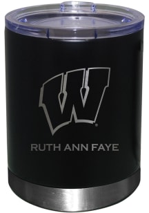 Black Wisconsin Badgers Personalized Laser Etched 12oz Lowball Tumbler