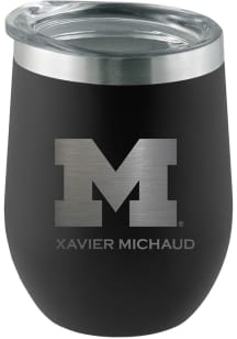Black Michigan Wolverines Personalized Laser Etched 12oz Stemless Wine Tumbler