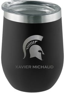 Black Michigan State Spartans Personalized Laser Etched 12oz Stemless Wine Tumbler