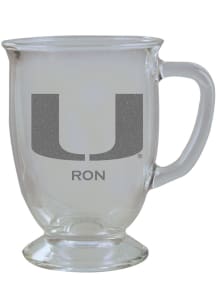 Miami Hurricanes Personalized Laser Etched 16oz Cafe Glass Mug Stein