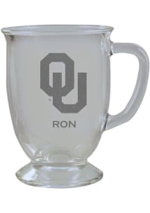 Oklahoma Sooners Personalized Laser Etched 16oz Cafe Glass Mug Stein