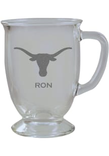 Texas Longhorns Personalized Laser Etched 16oz Cafe Glass Mug Stein