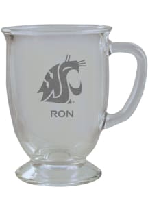 Washington State Cougars Personalized Laser Etched 16oz Cafe Glass Mug Stein