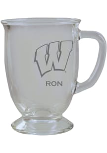 Wisconsin Badgers Personalized Laser Etched 16oz Cafe Glass Mug Stein