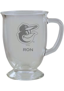 Baltimore Orioles Personalized Laser Etched 16oz Cafe Glass Mug Stein