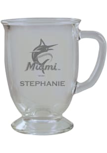 Miami Marlins Personalized Laser Etched 16oz Cafe Glass Mug Stein