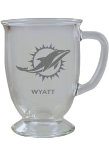 Miami Dolphins Personalized Laser Etched 16oz Cafe Glass Mug Stein