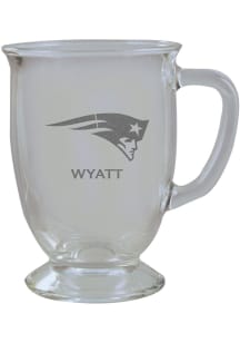 New England Patriots Personalized Laser Etched 16oz Cafe Glass Mug Stein