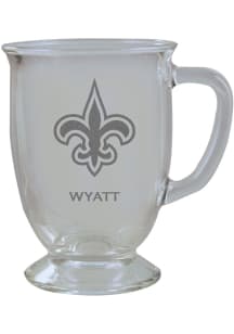 New Orleans Saints Personalized Laser Etched 16oz Cafe Glass Mug Stein