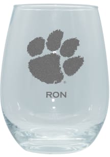 Clemson Tigers Personalized Laser Etched 15oz Stemless Wine Glass