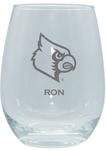 Louisville Cardinals Personalized Laser Etched 15oz Stemless Wine Glass