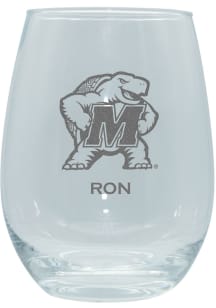 Maryland Terrapins Personalized Laser Etched 15oz Stemless Wine Glass