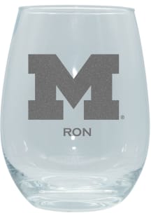 Michigan Wolverines Personalized Laser Etched 15oz Stemless Wine Glass