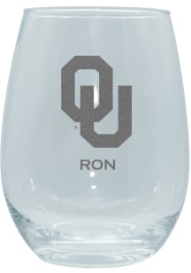 Oklahoma Sooners Personalized Laser Etched 15oz Stemless Wine Glass