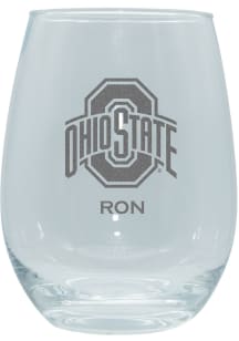 Ohio State Buckeyes Personalized Laser Etched 15oz Stemless Wine Glass